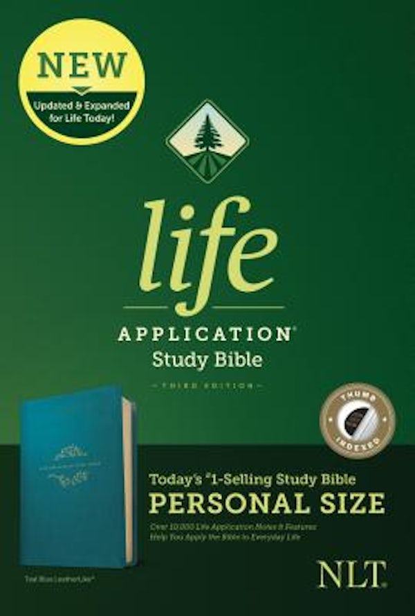 Cover image for NLT Life Application Study Bible, Third Edition, Personal Size (Leatherlike, Teal Blue, Indexed), isbn: 9781496440105