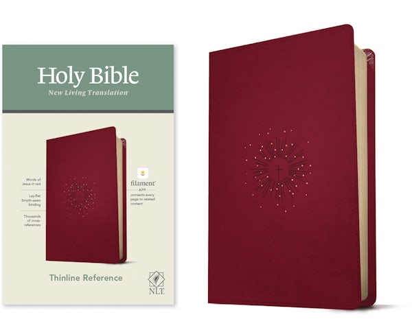 Cover image for NLT Thinline Reference Bible, Filament Enabled Edition (Red Letter, Leatherlike, Berry), isbn: 9781496444837