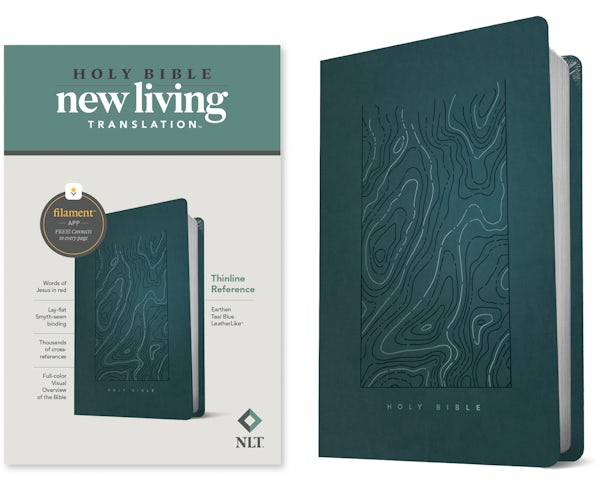 Cover image for NLT Thinline Reference Bible, Filament Enabled Edition (Red Letter, Leatherlike, Teal Blue), isbn: 9781496444844