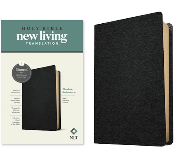 Cover image for NLT Thinline Reference Bible, Filament Enabled Edition (Red Letter, Genuine Leather, Black), isbn: 9781496444868