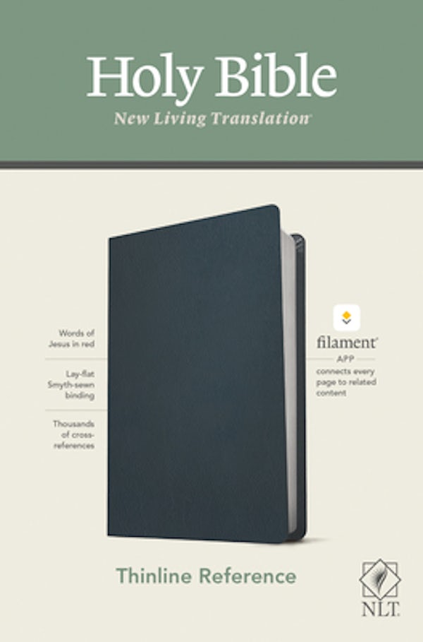 Cover image for NLT Thinline Reference Bible, Filament Enabled Edition (Red Letter, Genuine Leather, Blue), isbn: 9781496444875