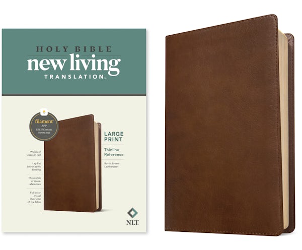 Cover image for NLT Large Print Thinline Reference Bible, Filament Enabled Edition (Red Letter, Leatherlike, Rustic Brown), isbn: 9781496444882
