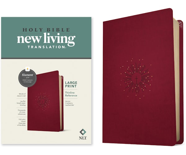 Cover image for NLT Large Print Thinline Reference Bible, Filament Enabled Edition (Red Letter, Leatherlike, Berry), isbn: 9781496444899