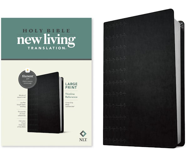 Cover image for NLT Large Print Thinline Reference Bible, Filament Enabled Edition (Red Letter, Leatherlike, Black), isbn: 9781496444905