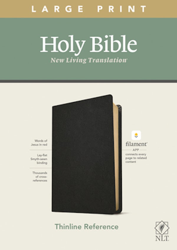 Cover image for NLT Large Print Thinline Reference Bible, Filament Enabled Edition (Red Letter, Genuine Leather, Black), isbn: 9781496444929