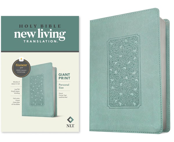 Cover image for NLT Personal Size Giant Print Bible, Filament Enabled Edition (Red Letter, Leatherlike, Floral Frame Teal), isbn: 9781496444950