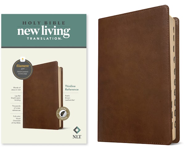 Cover image for NLT Thinline Reference Bible, Filament Enabled Edition (Red Letter, Leatherlike, Rustic Brown, Indexed), isbn: 9781496445209