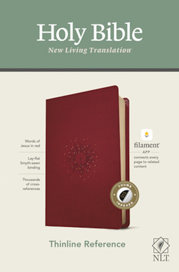 Cover image for NLT Thinline Reference Bible, Filament Enabled Edition (Red Letter, Leatherlike, Berry, Indexed), isbn: 9781496445216