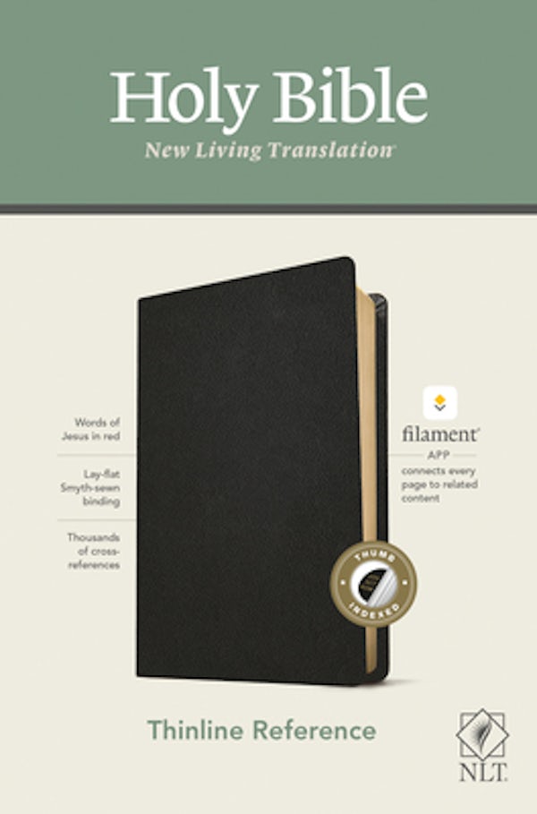 Cover image for NLT Thinline Reference Bible, Filament Enabled Edition (Red Letter, Genuine Leather, Black, Indexed), isbn: 9781496445247