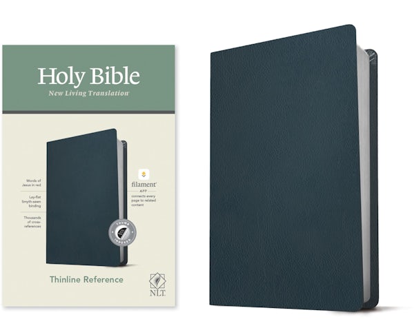 Cover image for NLT Thinline Reference Bible, Filament Enabled Edition (Red Letter, Genuine Leather, Blue, Indexed), isbn: 9781496445254