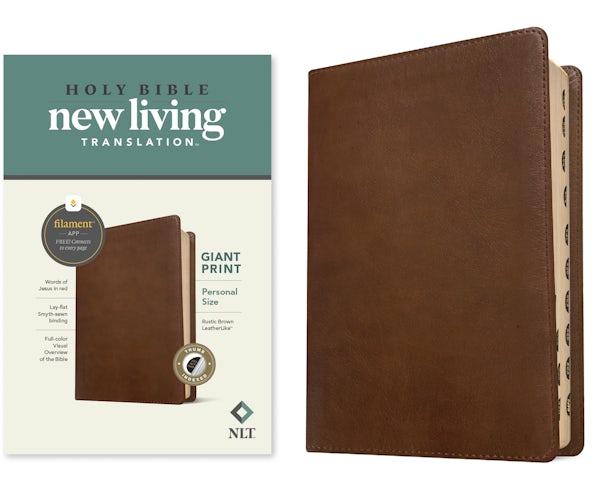 Cover image for NLT Personal Size Giant Print Bible, Filament Enabled Edition (Red Letter, Leatherlike, Rustic Brown, Indexed), isbn: 9781496445285