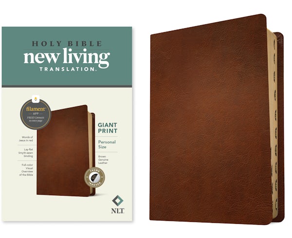 Cover image for NLT Personal Size Giant Print Bible, Filament Enabled Edition (Red Letter, Genuine Leather, Brown, Indexed), isbn: 9781496445315