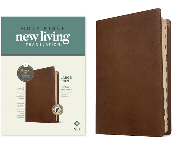 Cover image for NLT Large Print Thinline Reference Bible, Filament Enabled Edition (Red Letter, Leatherlike, Rustic Brown, Indexed), isbn: 9781496445322