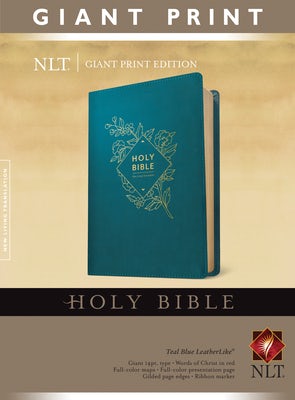 Cover image for Holy Bible, Giant Print NLT (Red Letter, Leatherlike, Teal Blue), isbn: 9781496445391