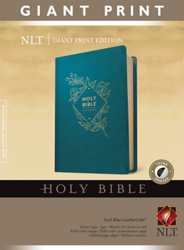 Cover image for Holy Bible, Giant Print NLT (Red Letter, Leatherlike, Teal Blue, Indexed), isbn: 9781496445407