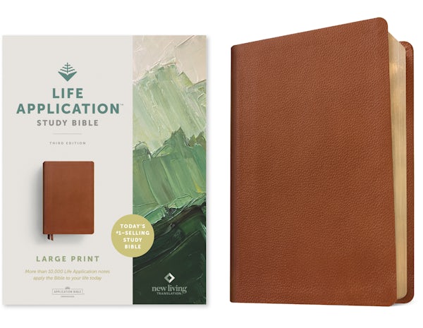 Cover image for NLT Life Application Study Bible, Third Edition, Large Print (Red Letter, Genuine Leather, Brown), isbn: 9781496446886