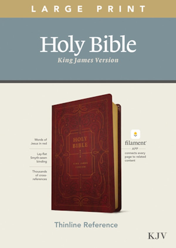 Cover image for KJV Large Print Thinline Reference Bible, Filament Enabled Edition (Red Letter, Leatherlike, Burgundy), isbn: 9781496447173
