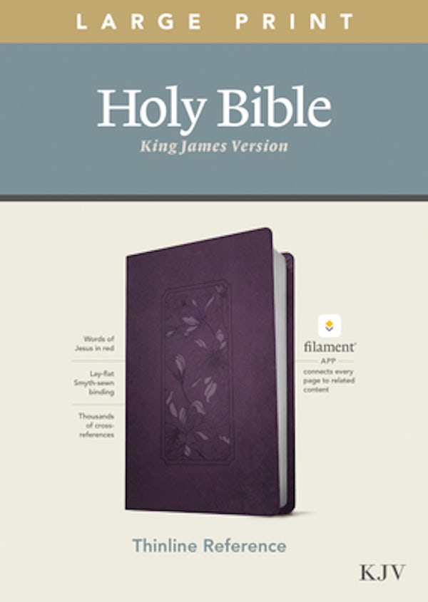 Cover image for KJV Large Print Thinline Reference Bible, Filament Enabled Edition (Red Letter, Leatherlike, Floral/Purple), isbn: 9781496447180
