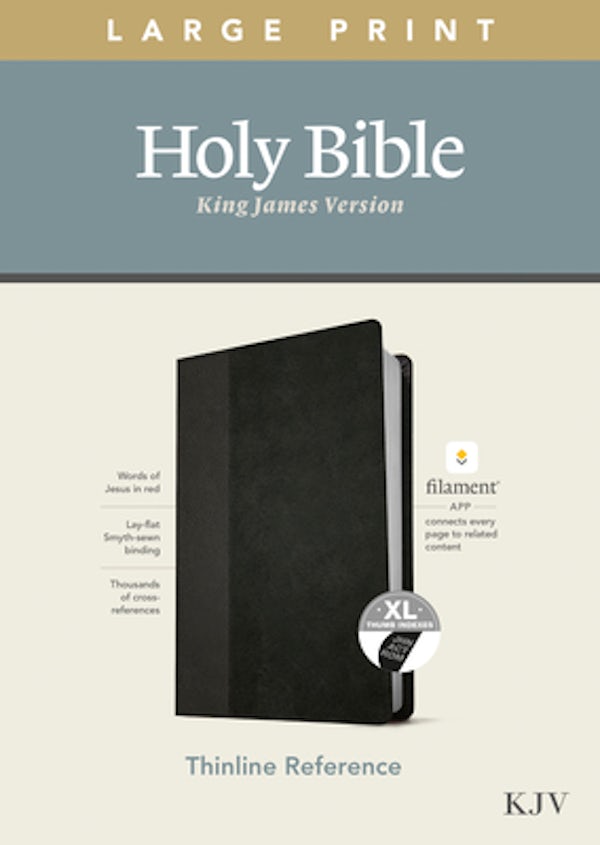 Cover image for KJV Large Print Thinline Reference Bible, Filament Enabled Edition (Red Letter, Leatherlike, Black/Onyx, Indexed), isbn: 9781496447197