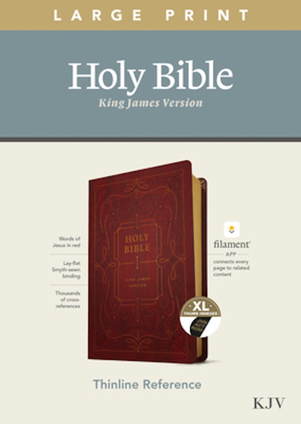 Cover image for KJV Large Print Thinline Reference Bible, Filament Enabled Edition (Red Letter, Leatherlike, Burgundy, Indexed), isbn: 9781496447210
