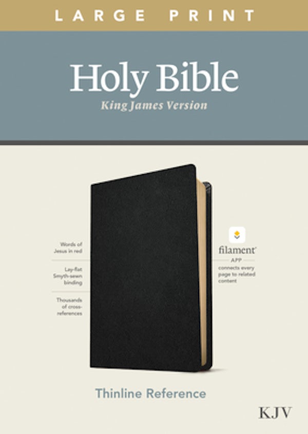 Cover image for KJV Large Print Thinline Reference Bible, Filament Enabled Edition (Red Letter, Genuine Leather, Black), isbn: 9781496447234