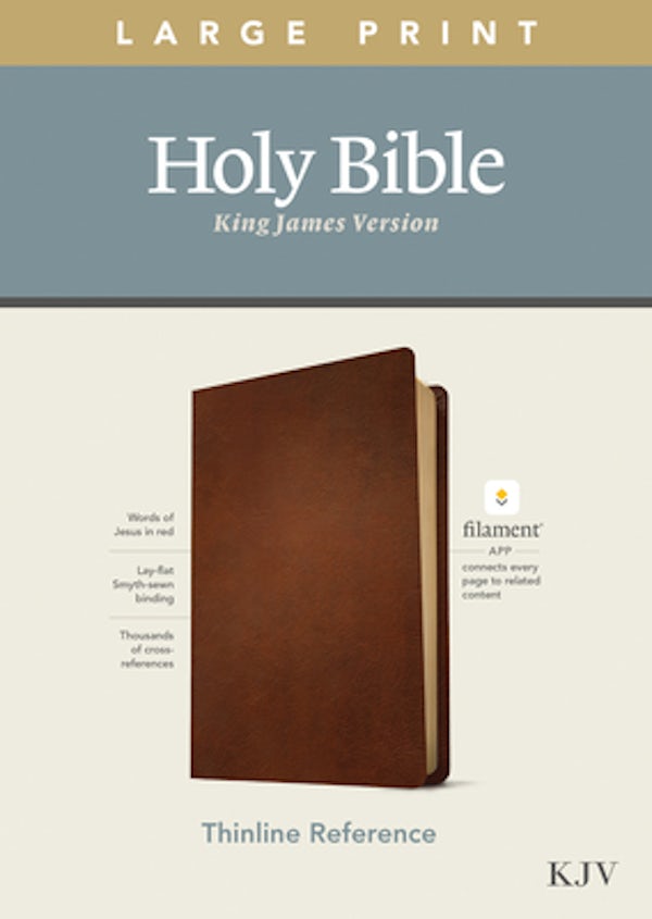 Cover image for KJV Large Print Thinline Reference Bible, Filament Enabled Edition (Red Letter, Genuine Leather, Brown), isbn: 9781496447241