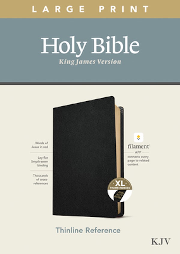 Cover image for KJV Large Print Thinline Reference Bible, Filament Enabled Edition (Red Letter, Genuine Leather, Black, Indexed), isbn: 9781496447258