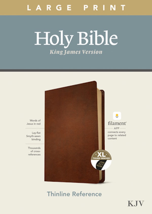 Cover image for KJV Large Print Thinline Reference Bible, Filament Enabled Edition (Red Letter, Genuine Leather, Brown, Indexed), isbn: 9781496447265