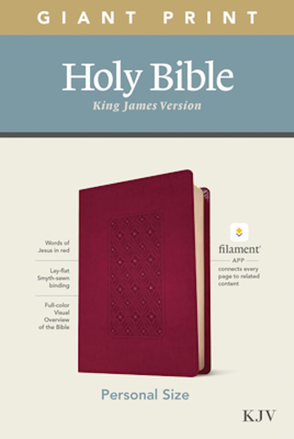 Cover image for KJV Personal Size Giant Print Bible, Filament Enabled Edition (Leatherlike, Diamond Frame Cranberry), isbn: 9781496447661