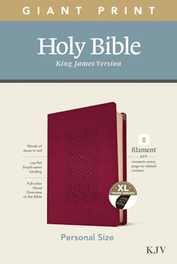 Cover image for KJV Personal Size Giant Print Bible, Filament Enabled Edition (Leatherlike, Diamond Frame Cranberry, Indexed), isbn: 9781496447708