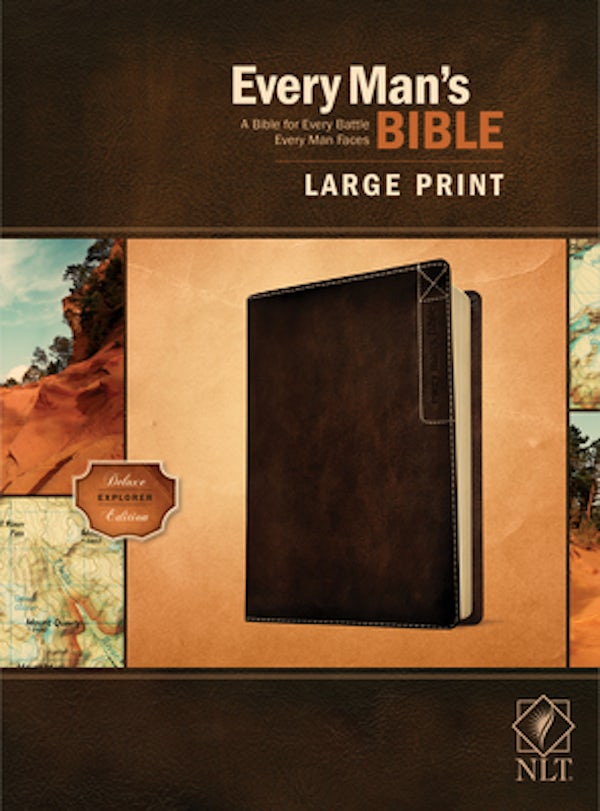 Cover image for Every Man's Bible Nlt, Large Print, Deluxe Explorer Edition (Leatherlike, Rustic Brown), isbn: 9781496447906