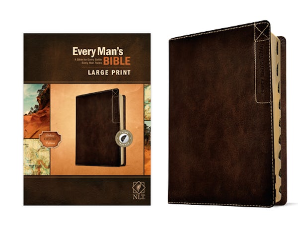 Cover image for Every Man's Bible Nlt, Large Print, Deluxe Explorer Edition (Leatherlike, Rustic Brown, Indexed), isbn: 9781496447913