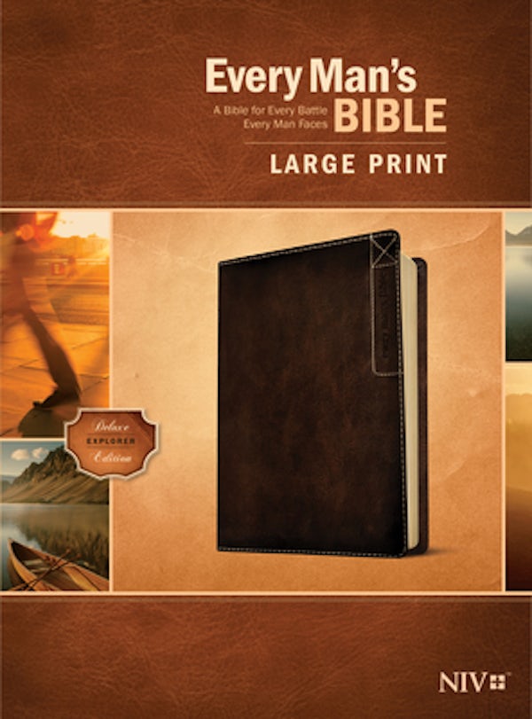 Cover image for Every Man's Bible Niv, Large Print, Deluxe Explorer Edition (Leatherlike, Rustic Brown), isbn: 9781496447944
