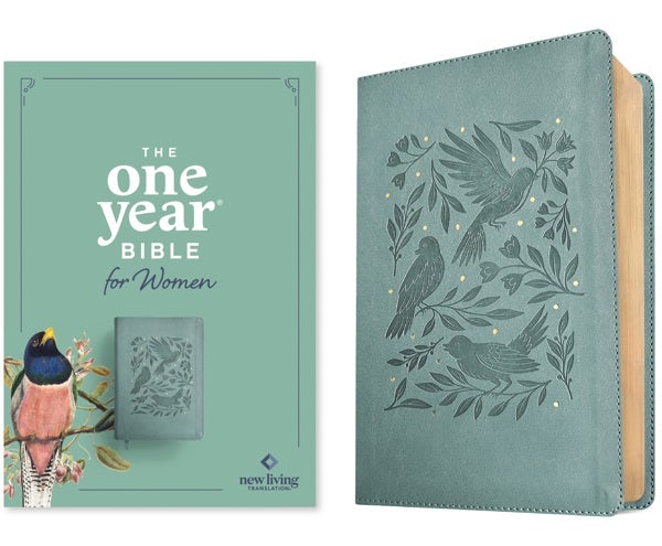 Cover image for NLT the One Year Bible for Women (Leatherlike, Birdsong Teal), isbn: 9781496449467