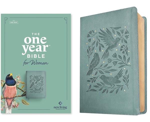 Cover image for NLT the One Year Bible for Women (Leatherlike, Birdsong Teal), isbn: 9781496449467