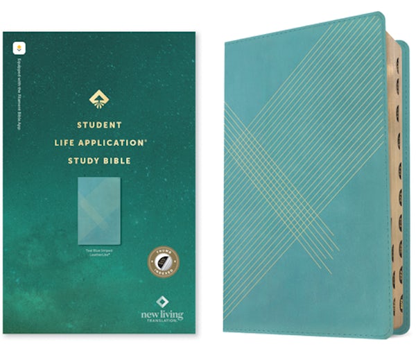Cover image for NLT Student Life Application Study Bible, Filament Enabled (Leatherlike, Teal Blue Striped, Indexed, Red Letter), isbn: 9781496449627