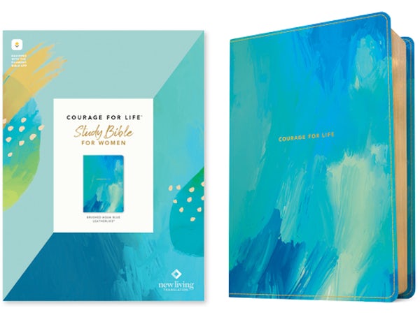 Cover image for NLT Courage for Life Study Bible for Women, Filament Enabled (Leatherlike, Brushed Aqua Blue), isbn: 9781496452856