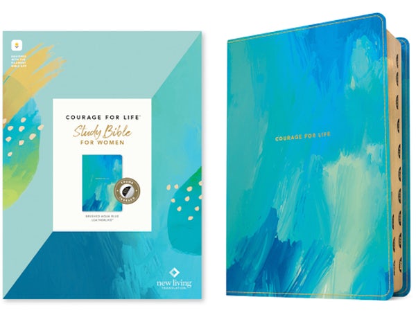 Cover image for NLT Courage for Life Study Bible for Women, Filament Enabled (Leatherlike, Brushed Aqua Blue, Indexed), isbn: 9781496452863