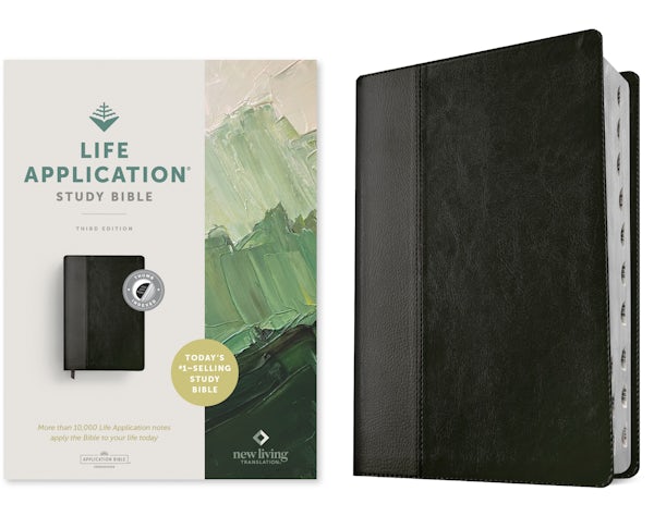 Cover image for NLT Life Application Study Bible, Third Edition (Leatherlike, Black/Onyx, Indexed, Red Letter), isbn: 9781496455192