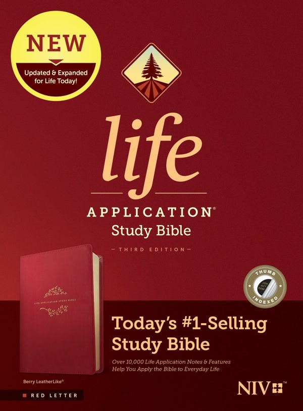 Cover image for NIV Life Application Study Bible, Third Edition (Leatherlike, Berry, Indexed, Red Letter), isbn: 9781496455260