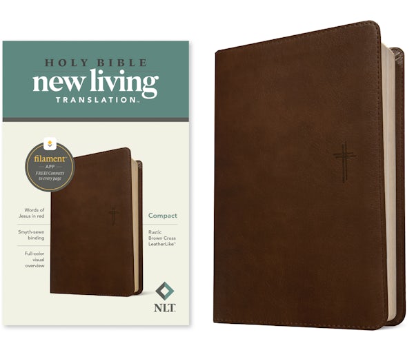 Cover image for NLT Compact Bible, Filament Enabled (Leatherlike, Rustic Brown Cross, Red Letter), isbn: 9781496455482