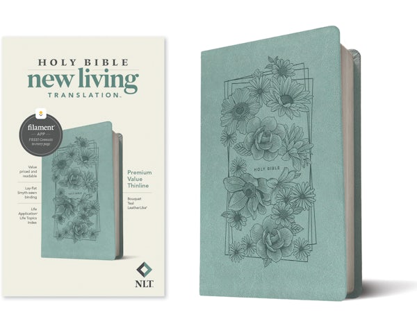 Cover image for NLT Premium Value Thinline Bible, Filament Enabled (Leatherlike, Bouquet Teal), isbn: 9781496458070