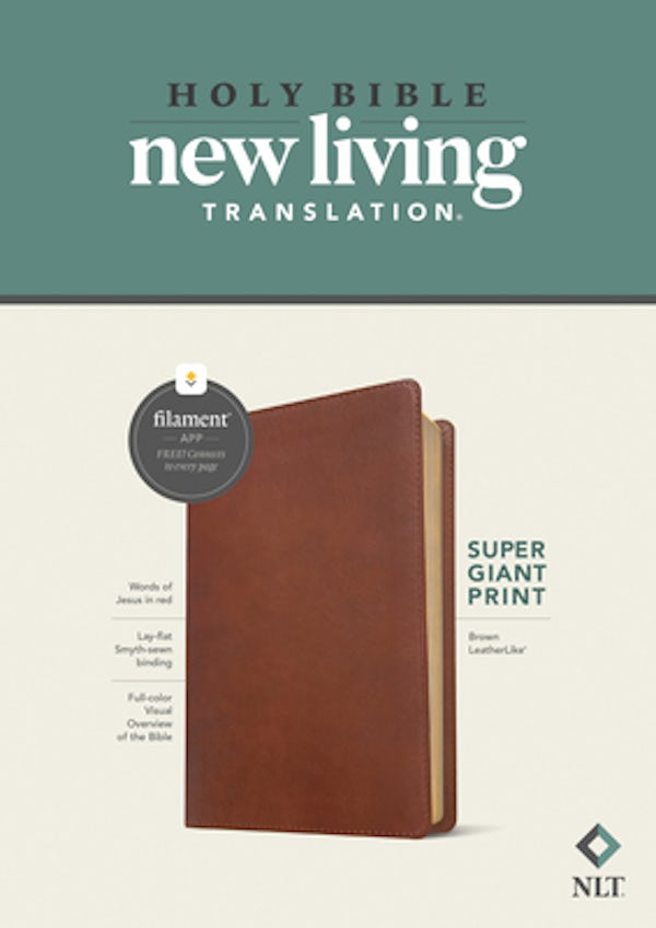Cover image for NLT Super Giant Print Bible, Filament Enabled (Leatherlike, Brown, Red Letter), isbn: 9781496458100