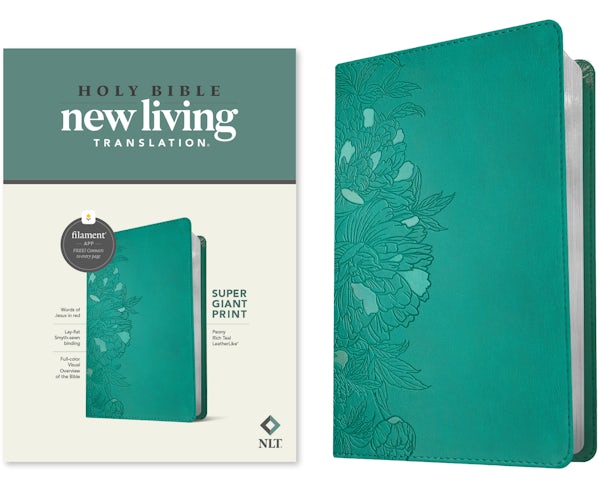 Cover image for NLT Super Giant Print Bible, Filament Enabled (Leatherlike, Peony Rich Teal, Red Letter), isbn: 9781496458117