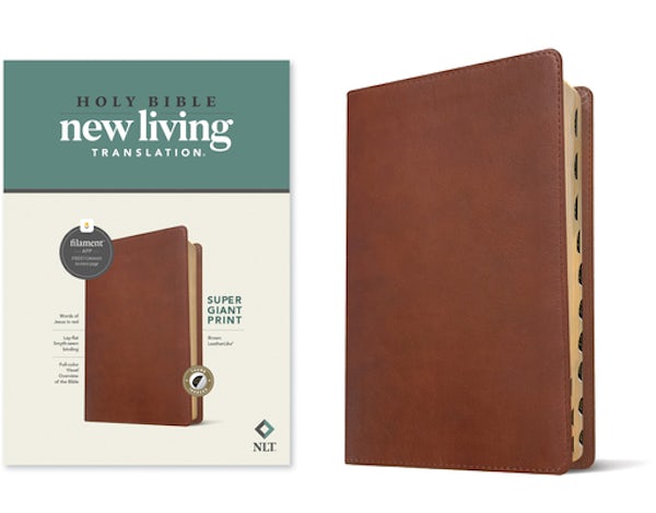 Cover image for NLT Super Giant Print Bible, Filament Enabled (Leatherlike, Brown, Indexed, Red Letter), isbn: 9781496458124