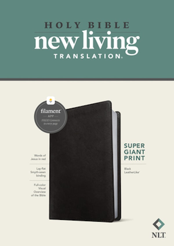 Cover image for NLT Super Giant Print Bible, Filament Enabled (Leatherlike, Black, Red Letter), isbn: 9781496458148