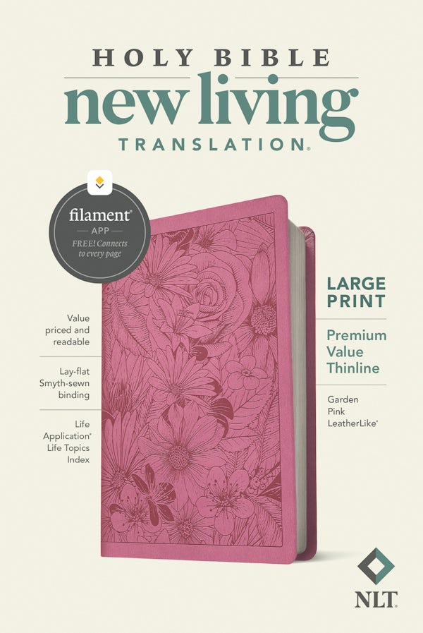 Cover image for NLT Large Print Premium Value Thinline Bible, Filament Enabled (Leatherlike, Garden Pink), isbn: 9781496458209