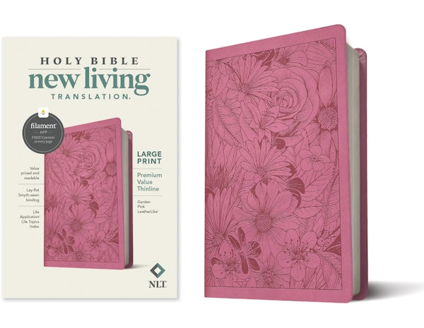 Cover image for NLT Large Print Premium Value Thinline Bible, Filament Enabled (Leatherlike, Garden Pink), isbn: 9781496458209