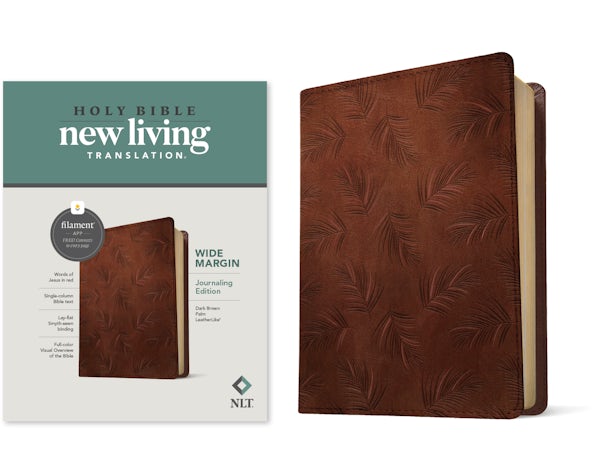 Cover image for NLT Wide Margin Bible, Filament Enabled (Leatherlike, Dark Brown Palm, Red Letter), isbn: 9781496458971