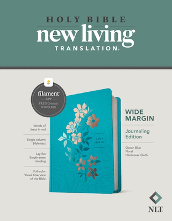 Cover image for NLT Wide Margin Bible, Filament Enabled (Hardcover Cloth, Ocean Blue Floral, Red Letter), isbn: 9781496458995